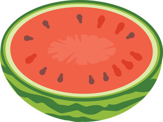 Half watermelon icon cartoon vector. Fruit slice. Summer food