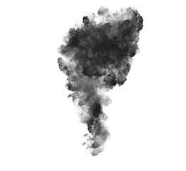 Abstract black puffs of smoke swirl overlay on transparent background pollution. Royalty...