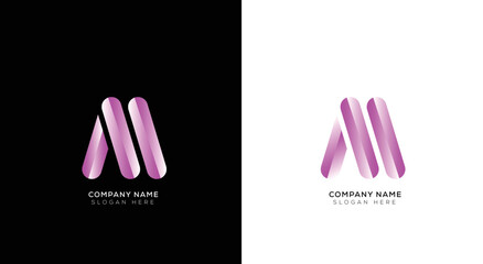 Minimal letter 3d M logo template