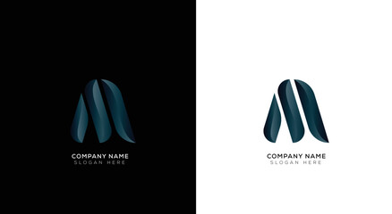 Minimal letter 3d M logo template