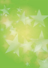 Vector Silver White Glowing Star Confetti on Green Gradient Background. Bokeh Texture. Abstract Magic Starry Pattern. Glitter Shiny Particles Explosion. Summer Glowing Poster. Christmass Design.