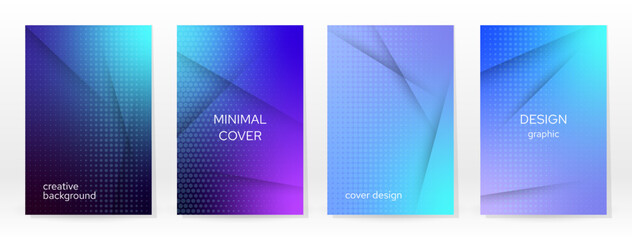 Fototapeta premium Minimal Poster. Pastel Soft. Blue Gradient Set.