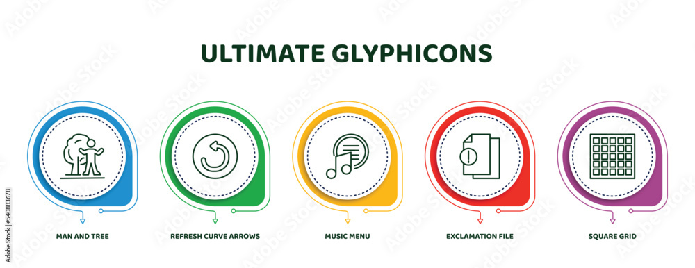 Poster editable thin line icons with infographic template. infographic for ultimate glyphicons concept. inc