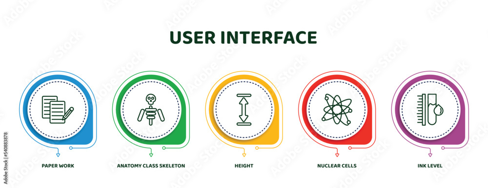 Aufkleber editable thin line icons with infographic template. infographic for user interface concept. included