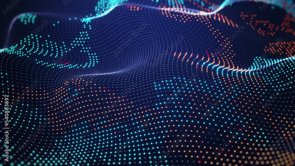 Poster cyber big data flow. blockchain data fields. concept of ai technology, motion of digital data flow. 