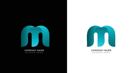 Minimal letter 3d M logo template