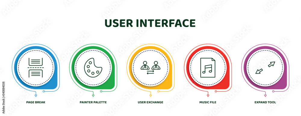 Aufkleber editable thin line icons with infographic template. infographic for user interface concept. included