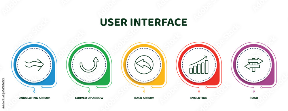 Aufkleber editable thin line icons with infographic template. infographic for user interface concept. included