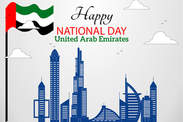 UAE National Day background. United Arab Emirates national holiday december 2. Vector illustration.
