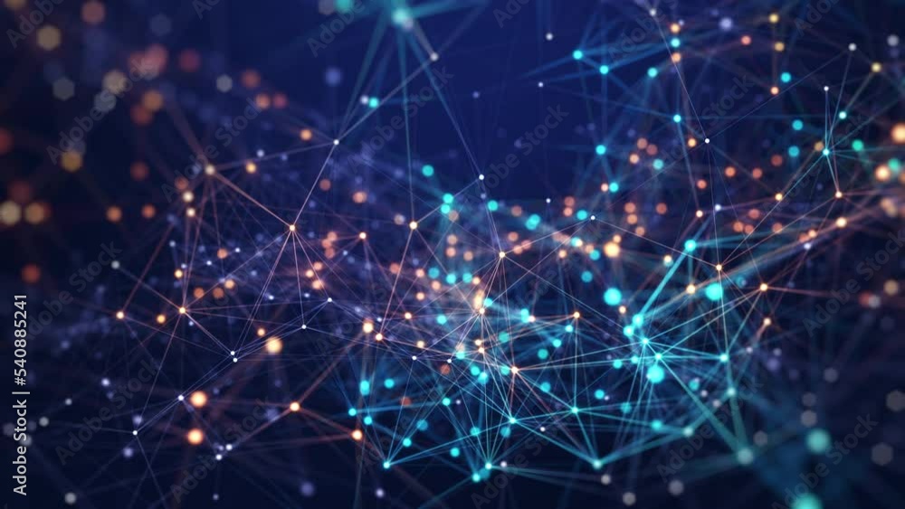 Poster abstract connected dots and lines. concept of ai technology, motion of digital data flow. communicat