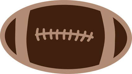 Hand drawn illustration of American football equipment ball. Beige brown minmalist sports activity champioship tournament competition game day design, touchdown bowl training.