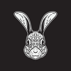 Hand drawn of rabbit head vector illustration.