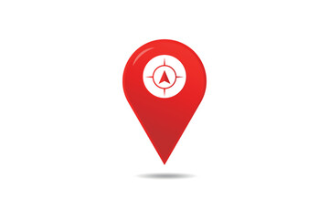 Red realistic 3d location icon design.