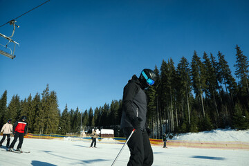 Concept of winter activities, ski and snowboard