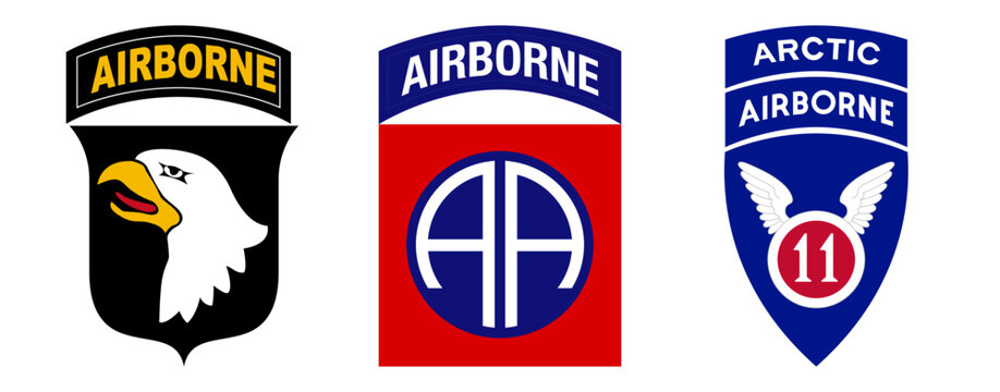Vector Armband emblem of 101st Airborne (Air Assault) Division. 82nd Airborne Division. 11th Airborne Division logo