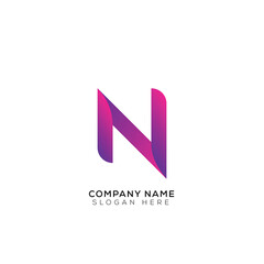 Gradient letter n logo design with black and white background