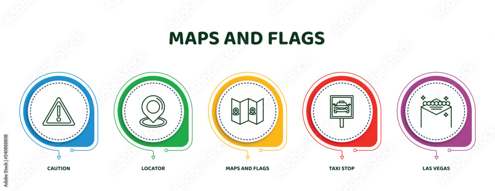 Poster editable thin line icons with infographic template. infographic for maps and flags concept. included