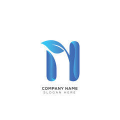 Gradient letter n logo design with black and white background