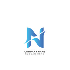 Gradient letter n logo design with black and white background