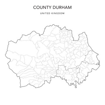 Administrative Map of County Durham with County, Unitary Authorities and Civil Parishes as of 2022 - United Kingdom, England - Vector Map