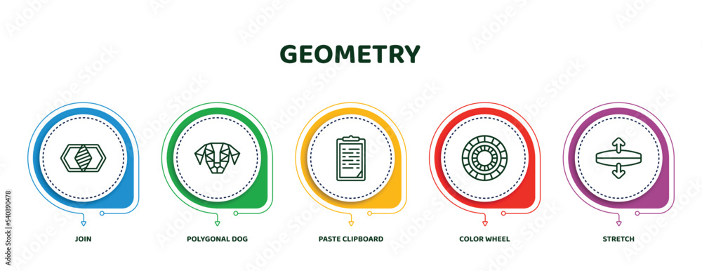 Poster editable thin line icons with infographic template. infographic for geometry concept. included join,