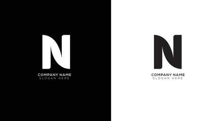 Gradient letter n logo design with black and white background