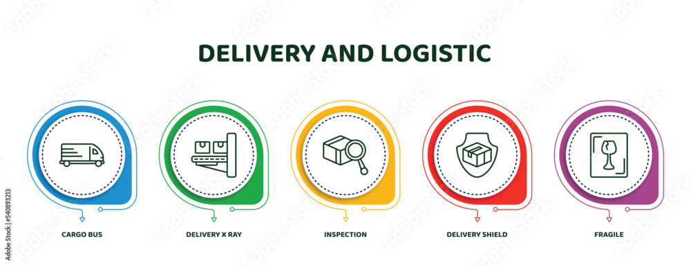 Poster editable thin line icons with infographic template. infographic for delivery and logistic concept. i
