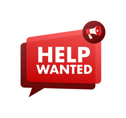 Help Wanted icon, Sign. Help Wanted label. Vector stock illustration