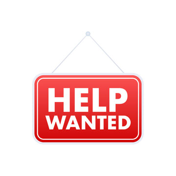 Help Wanted icon, Sign. Help Wanted label. Vector stock illustration