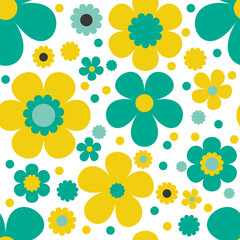 Floral colored seamless pattern in Scandinavian spring-summer style.