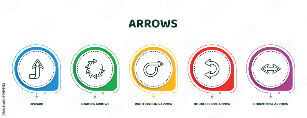 Poster editable thin line icons with infographic template. infographic for arrows concept. included upward,