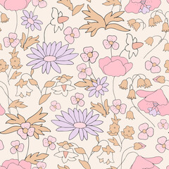 A beautiful pattern for a napkin, scarf, pillow, handkerchief. Fabulous flowers in pastel colors.