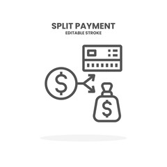 Credit Card Split Payment line icon. Vector illustration on white background. Editable Stroke and pixel perfect. You can use for web, app and more.
