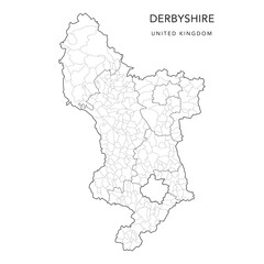 Administrative Map of Derbyshire with Counties, Districts and Civil Parishes as of 2022 - United Kingdom, England - Vector Map