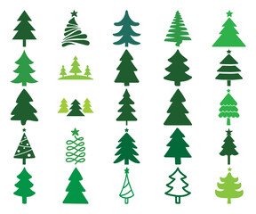 Set of Decorated christmas trees Illustration