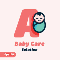 Alphabet A Baby Care Logo