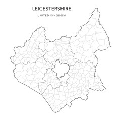 Administrative Map of Leicestershire with Counties, Districts and Civil Parishes as of 2022 - United Kingdom, England - Vector Map