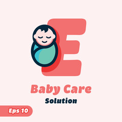 Alphabet E Baby Care Logo