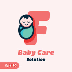 Alphabet F Baby Care Logo