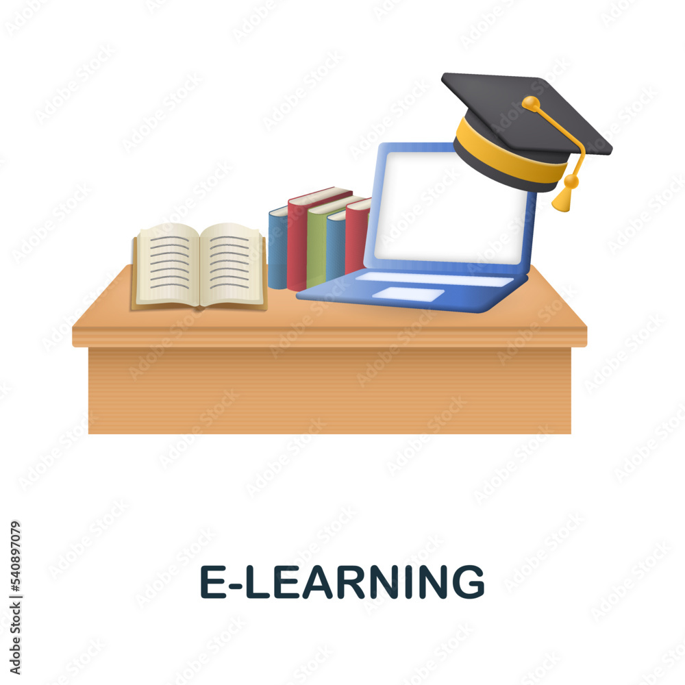 Aufkleber e-learning icon. 3d illustration from e-learning collection. creative e-learning 3d icon for web des