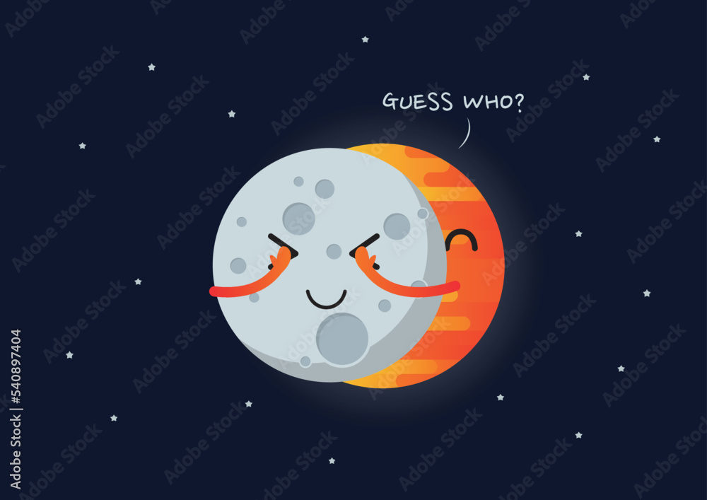 Canvas Prints sun and moon playing together eclipse concept