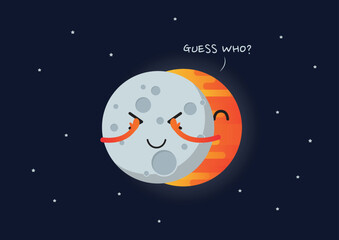 Sun and Moon playing together Eclipse concept