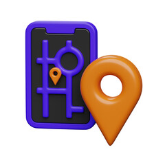 Fototapeta premium 3d map and pin location 3d render illustration