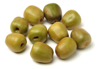 Red kiwi fruit, China, on white background 