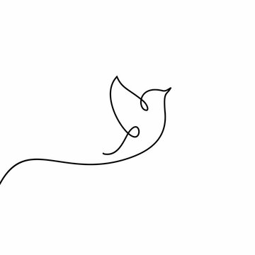continuous line drawing bird flying
