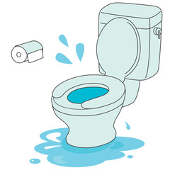 【イラスト素材】水漏れ　シンプルトイレ