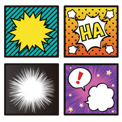 【デザイン素材】吹き出し　集中線　アメコミ風　背景