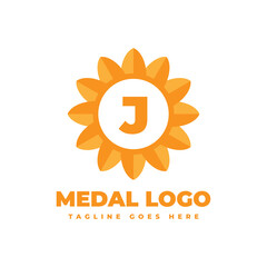 letter J flower medal vector logo design element
