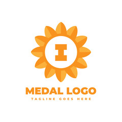 Naklejka premium letter I flower medal vector logo design element