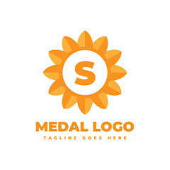 letter S flower medal vector logo design element
